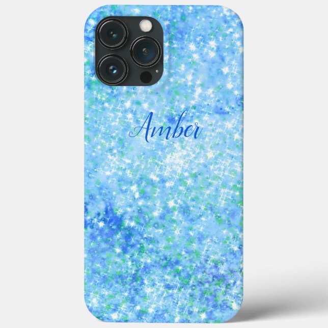 Baby Blue Sparkle Glitter Elegant Case-Mate iPhone Case (Back)