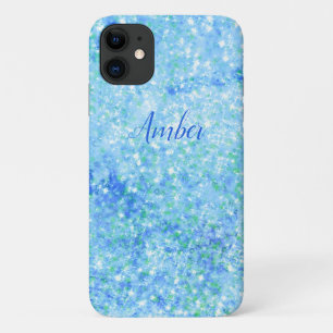 Baby Blue Sparkle Glitter Elegant Personalised iPhone 11 Case