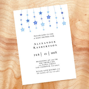 Baby Blue String of Stars Baby Shower Invitation