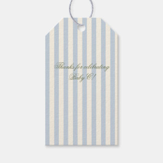 Baby Blue Striped Baby Shower Thank You Tags