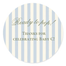 Baby Blue Striped Ready to Pop! Favour Stickers
