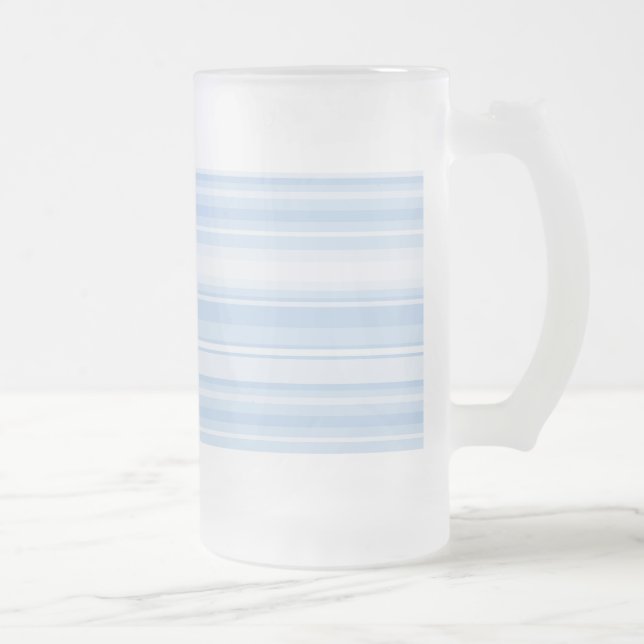 Baby blue stripes frosted glass beer mug (Right)