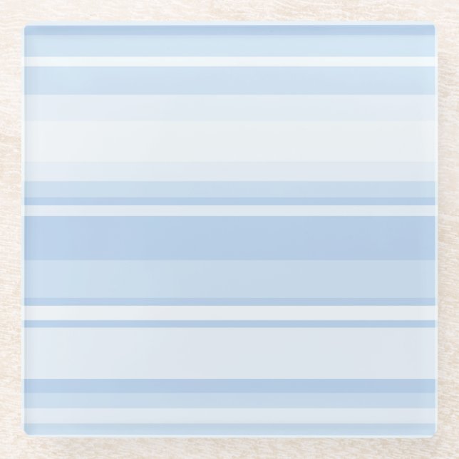 Baby blue stripes glass coaster (Front)