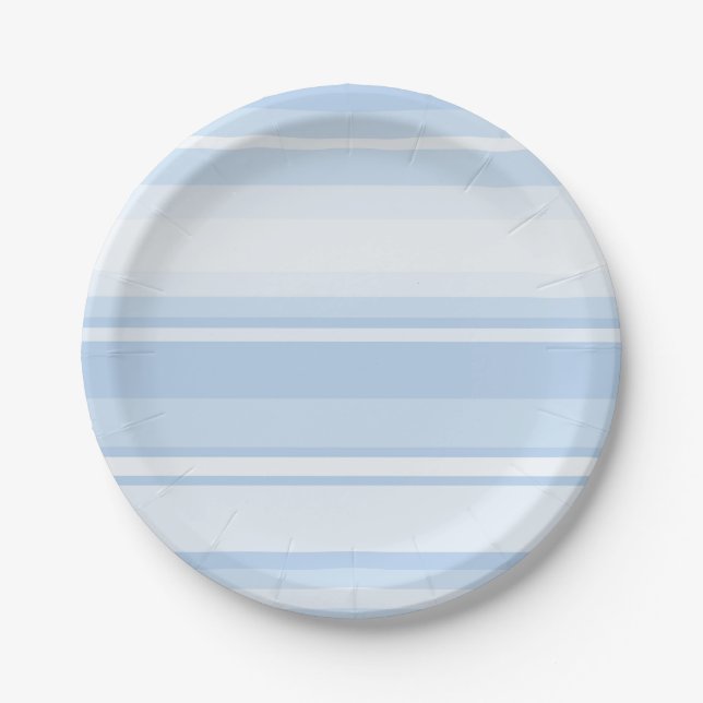 Baby blue stripes paper plate (Front)