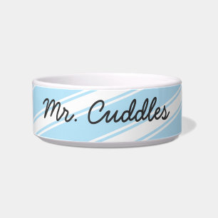 Baby Blue Stripes Pattern Pet Bowl Cat or Dog