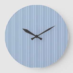 Baby Blue Stripes Pattern Vertical Stripes Large Clock