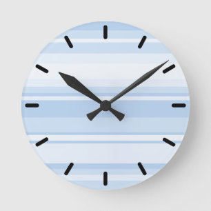 Baby blue stripes round clock