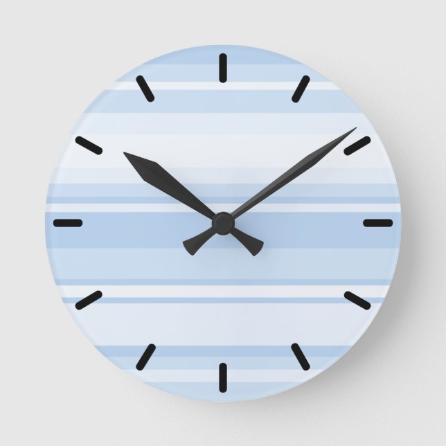 Baby blue stripes round clock (Front)