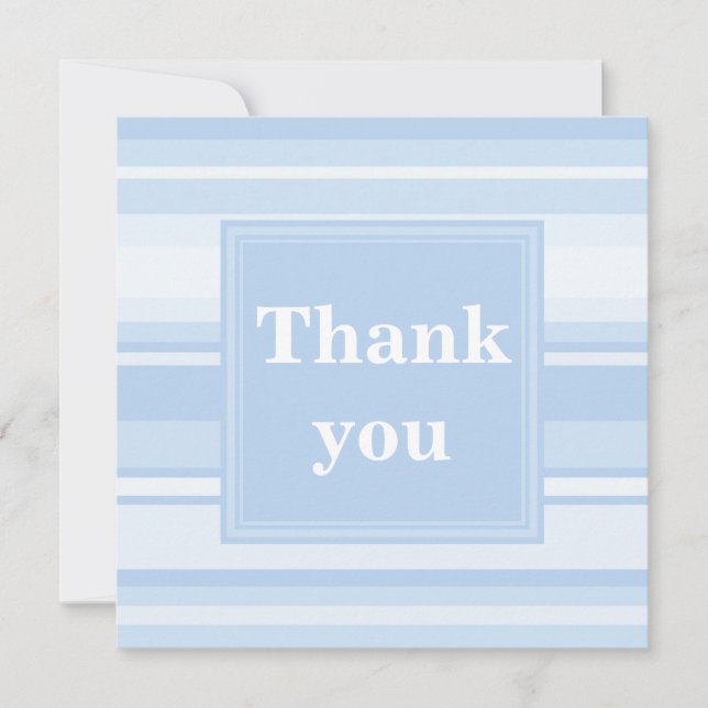 Baby blue stripes simple elegant thank you card (Front)