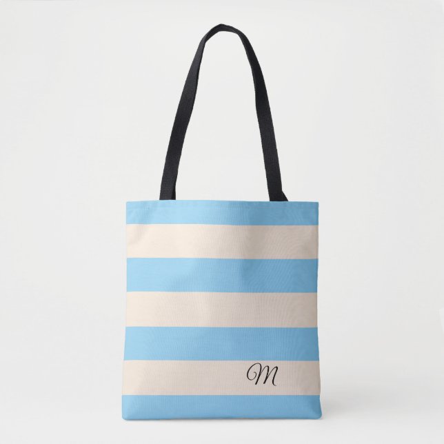 Baby Blue Stripes Tote Bag (Front)