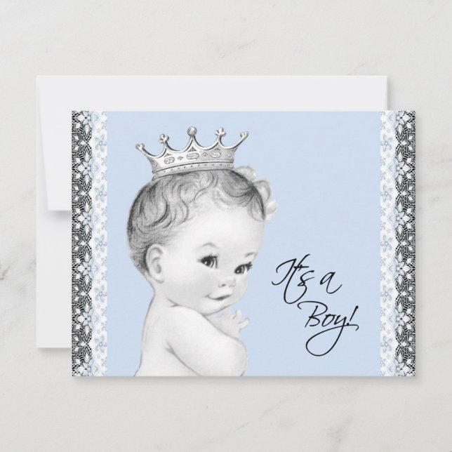 Baby Blue Sweet Little Prince Baby Shower Invitation (Front)