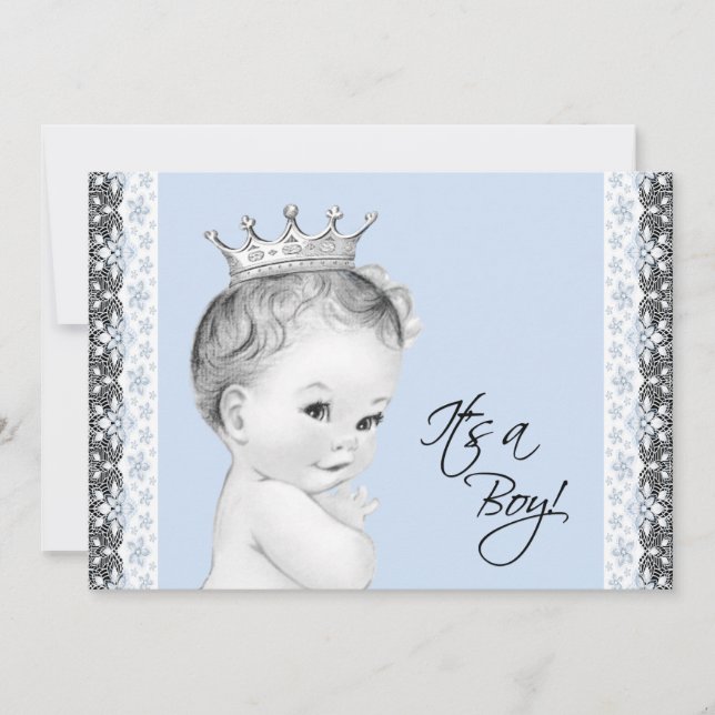 Baby Blue Sweet Little Prince Baby Shower Invitation (Front)
