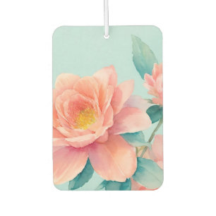 Baby Blue, Teal and Pink Floral Watercolor Car Air Freshener
