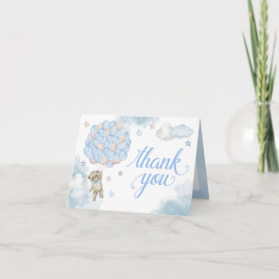 Baby Blue Teddy Bear Balloons Thank You Card