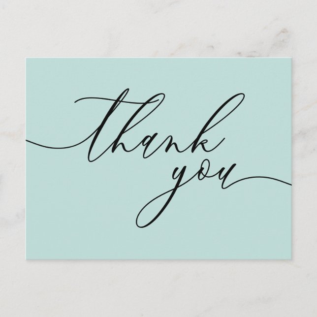 Baby Blue Thank You Script Text Clean Custom Photo Postcard (Front)
