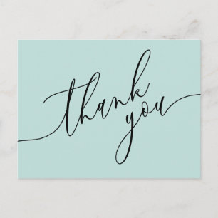 Baby Blue Thank You Script Text Clean Custom Photo Postcard