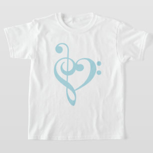Baby Blue Treble Clef & Bass Clef Heart T-Shirt