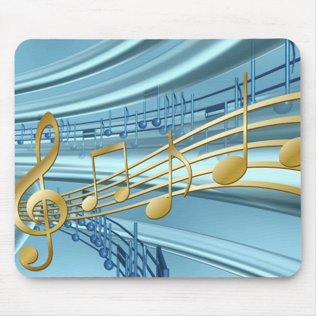 Baby Blue Trendy Musical Notes Mouse Mat (Front)