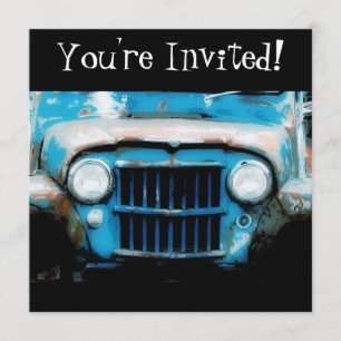 Baby Blue Vintage Car -  You're Invited! Invitation