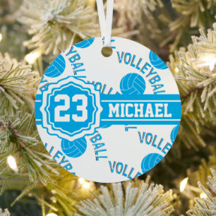 Baby Blue Volleyball Ceramic Ornament