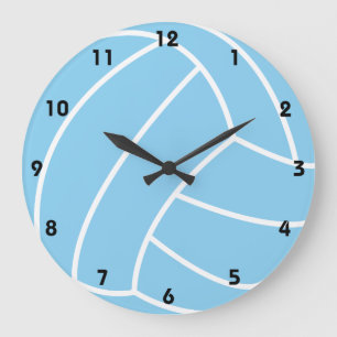 Baby Blue Volleyball Large Clock