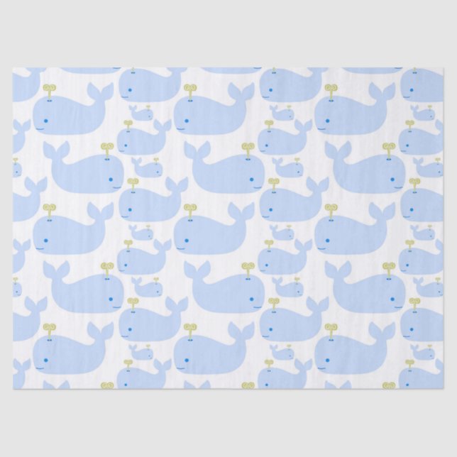 Baby Blue Whales Infant Gift Shower Tissue Paper (Front)