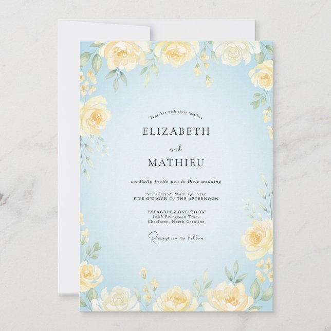 Baby Blue Whimsical Spring Wedding Invitation (Front)