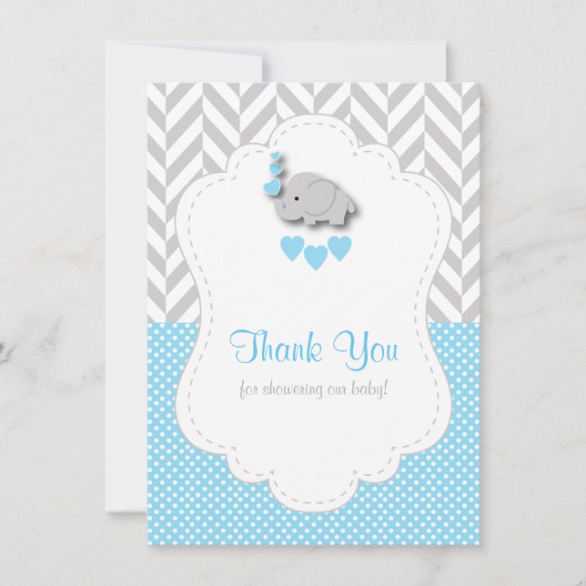 Baby Blue, White Grey Elephant 🐘 Thank You (Front)
