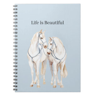 Baby Blue White Horses Notebook