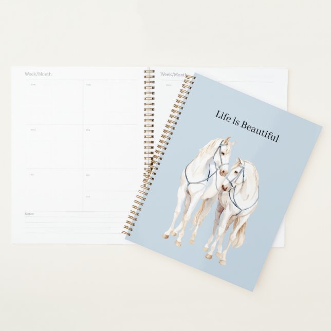 Baby Blue White Horses Planner (Display)