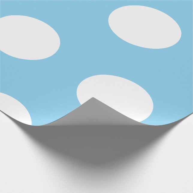 Baby Blue White Large Polka Dots Wrapping Paper (Corner)