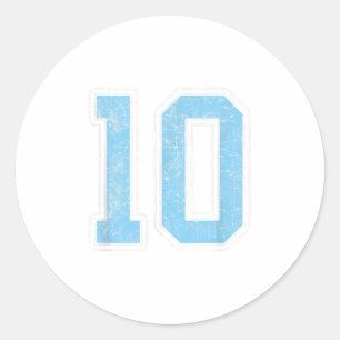 Baby Blue White Number 10 Jersey Player Uniform #1 Classic Round Sticker