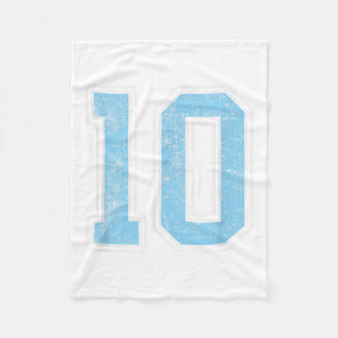 Baby Blue White Number 10 Jersey Player Uniform #1 Fleece Blanket