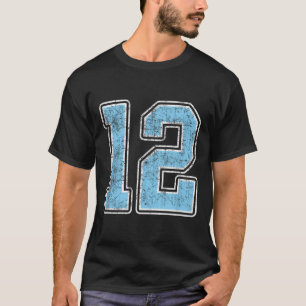 Baby Blue White Number 12 Jersey Player Uniform #1 T-Shirt
