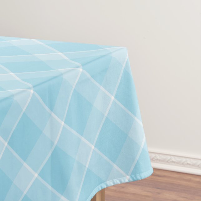 Baby Blue & White Pastel Plaid Tablecloth – Spring (In Situ)