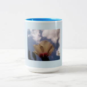 Baby Blue White Rose Two-Tone Coffee Mug