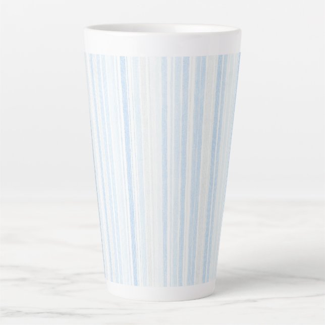 Baby Blue White Stripes Latte Mug (Front)