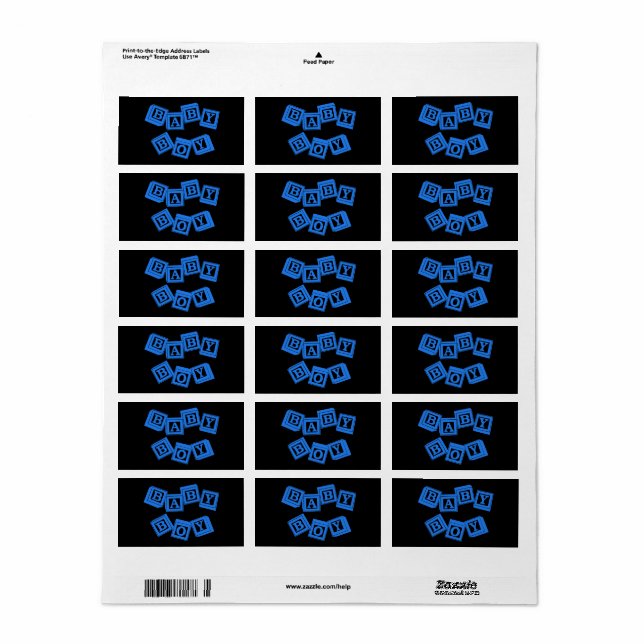 Baby Blue Wood Alphabet Cube Blocks Label (Full Sheet)