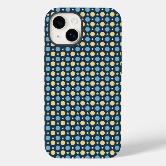 Baby Blue Yellow Polka Dots Pattern  Case-Mate iPhone Case (Back)