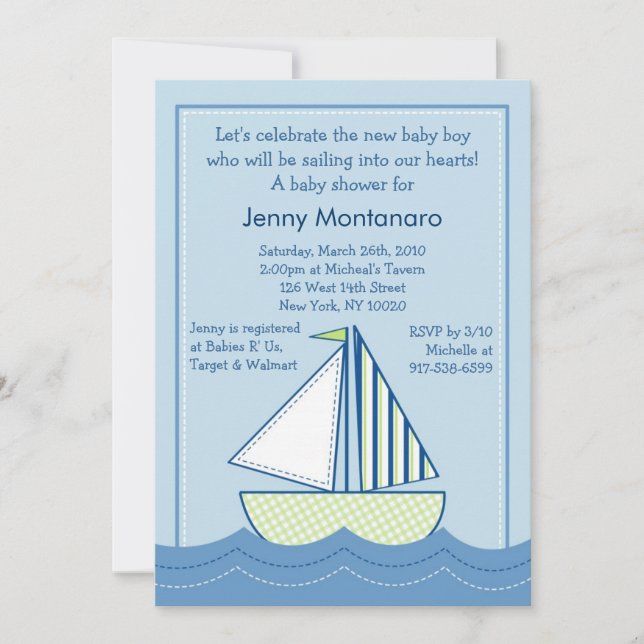 Baby Boats Sailboats Baby Shower Invitations (Front)