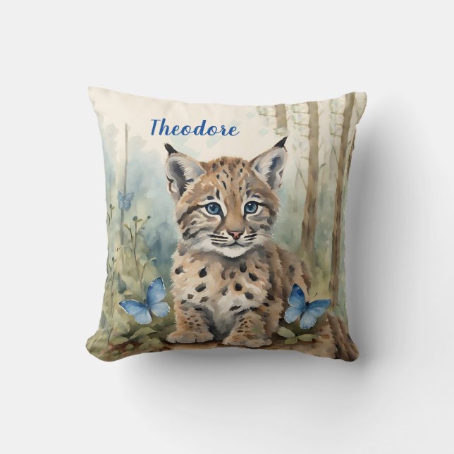 Baby Bobcat Boys Personalised Cushion (Front)