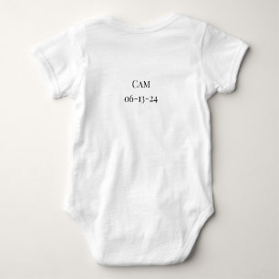 Baby body suit says “I have arrived” customisable Bodysuit