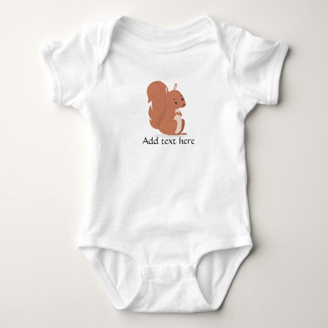 Baby bodysuit, Cute Squirrel, add custom text Bodysuit (Front)