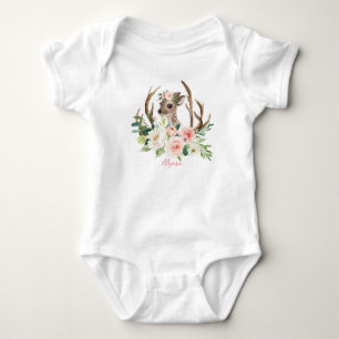 baby bodysuit cute woodland deer pink florals