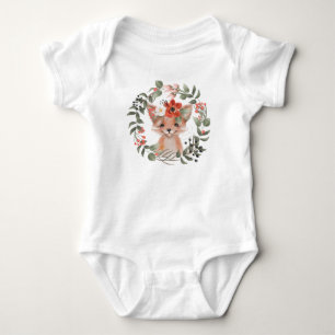 baby bodysuit cute woodland fox florals