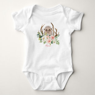 baby bodysuit cute woodland hedgehog pink florals