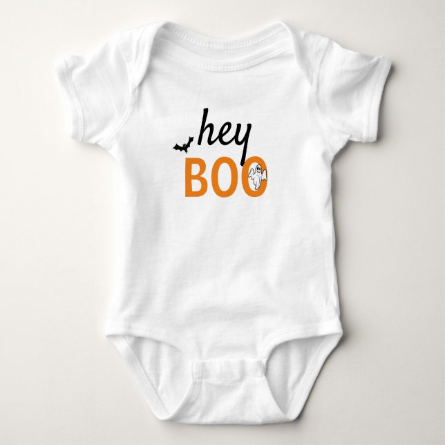 Baby Bodysuit - hey BOO Ghost / Bats (Front)