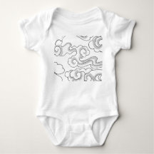 BABY BODYSUIT JAPANESE CLOUD PATTERN CUSTOM NAME