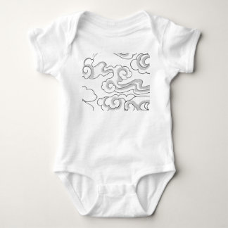 BABY BODYSUIT JAPANESE CLOUD PATTERN CUSTOM NAME