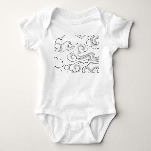 BABY BODYSUIT JAPANESE CLOUD PATTERN CUSTOM NAME (Front)